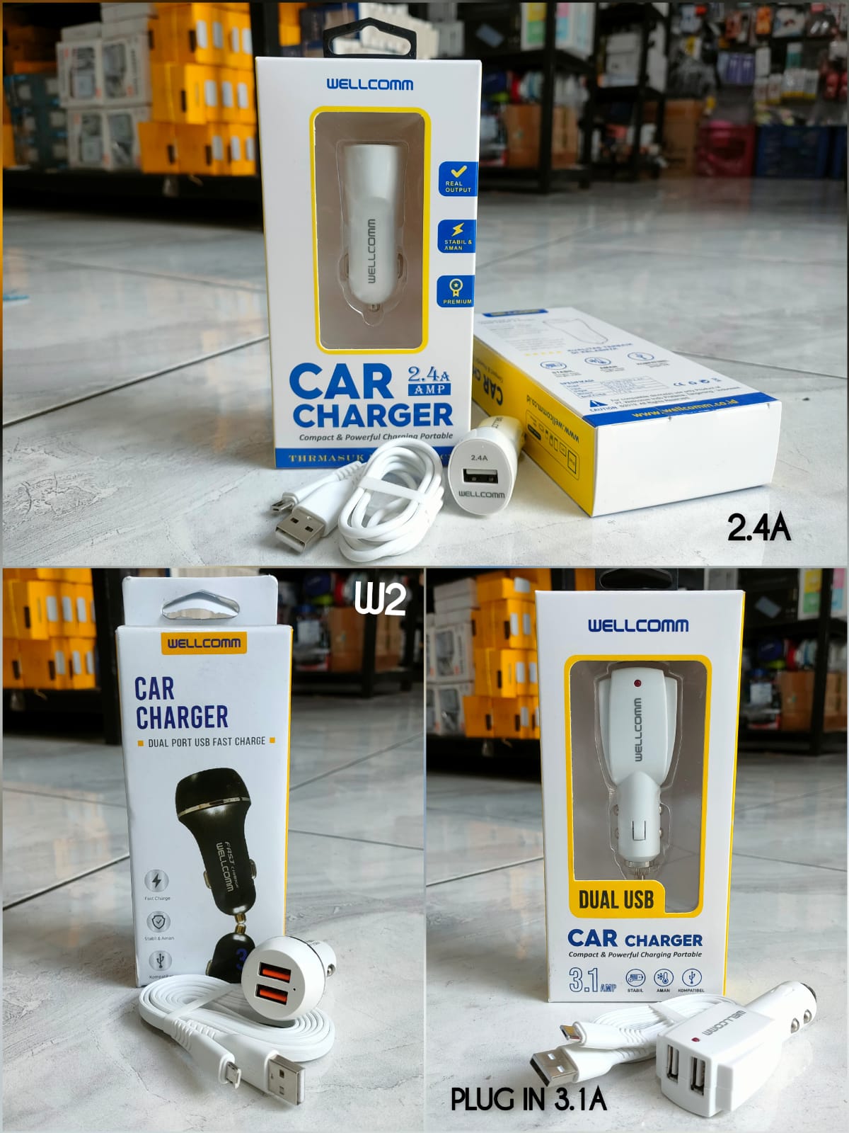 SAVER WELLCOMM W2 FAST CHARGER 2 USB + KABEL MICRO